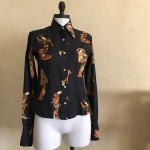 Vintage Black and Gold Long Sleeve Button Down Shirt